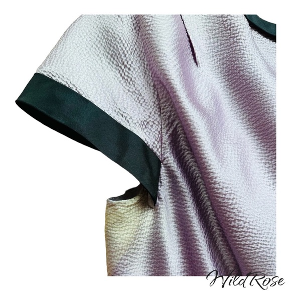 ZAC POSEN MARILYN DRESS - Lilac & Navy Blue Collared Fringe Silk Dress SZ 2 - Picture 13 of 17